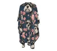 Capas Para Peluqueria Perro Schnauzer Y Flores Vintage Ajustable Bata De Peluquería Impermeable Barbers Cape Para Peinado Uso En Estudio Familia 140X168Cm