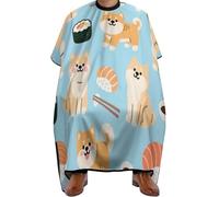 Capas Para Peluqueria Perro Shiba Inu Y Sushi Ajustable Capa Cortar Pelo Impermeable Bata De Peluquería Para Cortes Y Colores Peinado Barberías 140X168Cm