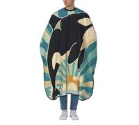 Capas Para Peluqueria Una Vibrante Orca Saltó Fuera Del Agua. Impermeable Barbers Cape Antiestático Capa Cortar Pelo Para Uso En Estudio Peinado 140X168Cm