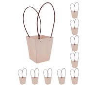 CAPASTEC 10 Pcs Bolsas Florales, Bolsa Para Ramo Con Asa, Embalaje De Regalo Para Florista Para Cumpleaños Día Del Maestro Día De La Madre Boda, 17x11.5x20cm, Rosa