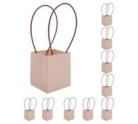 CAPASTEC 10 Pcs Bolsas Florales, Bolsa Para Ramo Con Asa, Embalaje De Regalo Para Florista Para Cumpleaños Día Del Maestro Día De La Madre Boda, 11x11x13cm, Rosa