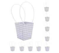 CAPASTEC 10 Pcs Bolsas Florales, Bolsa Para Ramo Con Asa, Embalaje De Regalo Para Floristas En Cumpleaños Día Del Maestro Día De La Madre Boda, 13x9.5x15.5cm, Morado Blanco