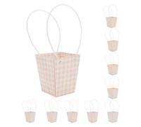 CAPASTEC 10 Pcs Bolsas Florales, Bolsa Para Ramo Con Asa, Embalaje De Regalo Para Floristas En Cumpleaños Día Del Maestro Día De La Madre Boda, 13x9.5x15.5cm, Naranja Rosa Blanco