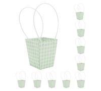 CAPASTEC 10 Pcs Bolsas Florales, Bolsa Para Ramo Con Asa, Embalaje De Regalo Para Floristas Para Cumpleaños Día Del Maestro Día De La Madre Boda, 13x9.5x15.5cm, Verde Blanco