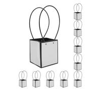 CAPASTEC 10 Pcs Bolsas Florales, Bolsa Para Ramo Con Asa, Embalaje De Regalo Para Floristas Para Cumpleaños Día Del Maestro Día De La Madre Boda, 13x12x15cm, Blanco