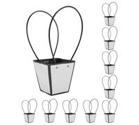 CAPASTEC 10 Pcs Bolsas Florales, Bolsa Para Ramo Con Asa, Embalaje De Regalo Para Floristas Para Cumpleaños Día Del Maestro Día De La Madre Boda, 9x6.5x10cm, Blanco