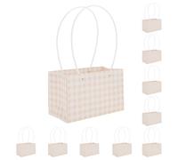 CAPASTEC 10 Pcs Bolsas Florales, Bolsa Para Ramo Con Asa, Embalaje De Regalo Para Floristería Para Cumpleaños Día Del Maestro Día De La Madre Boda, 22x10x13cm, Naranja Rosa Blanco