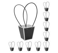 CAPASTEC 10 Pcs Bolsas Florales, Bolsa Para Ramo Con Asa, Embalaje Para Regalos De Floristería Para Cumpleaños Día Del Maestro Día De La Madre Boda, 12x8x12.5cm, Negro