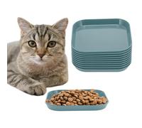 CAPASTEC 10 Piezas Cuenco Plano para Gatos Comida para Gatos Cuenco de Alimentación Plato para Gatos Cuenco Cuadrado de Alimentación para Gatos Cuenco para Gatitos Azul Profundo