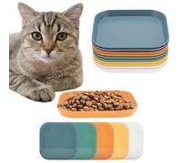 CAPASTEC 10 Piezas Cuenco Plano para Gatos Comida para Gatos Cuenco de Alimentación Plato para Gatos Cuenco Cuadrado de Alimentación para Gatos Cuenco para Gatos Azul Profundo Verde