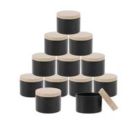 CAPASTEC 12 Pcs Latas de Velas Lata de Vela de 4oz con Tapas 2.05"x2.56" Negro