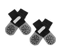 CAPASTEC 4 Pcs Calcetines Antideslizantes para Perros con Cintas Reflectantes Ajustables Calcetines para Perros Protección de Patas de Perro para Suelos de Parquet Negro Gris Pequeño