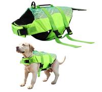 CAPASTEC Adjustable Dog Life Vest, Dog Life Vest for Swimming Boating, Dog Life Vest with Reflective Stripes Rescue Handle and Buckle, L, Green