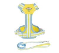 CAPASTEC Arnés para Perros Sin Tirón con Correa De 1.4m Ajustable para Mascotas con Acolchado Suave Reflectante Sin Estrangular para Mascotas con Mango XL Amarillo