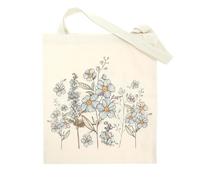 CAPASTEC Bolsa De Lona Reutilizable, Bolsa De Compras Resistente, Bolsa Tote Estética, Bolsa De Lona Estampada Para Compras Playa Supermercado, Beige Azul