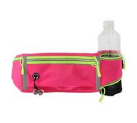 CAPASTEC Cinturon Running con Portabotellas Riñonera Running para Correr Deportiva Impermeable con Cierre Cremallera, Correa Ajustable y Reflectante para Viaje al Aire Libre, Rojo Rosa