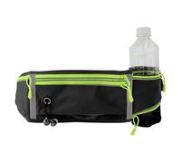 CAPASTEC Cinturon Running con Portabotellas Riñonera Running para Correr Deportiva Impermeable con Cierre Cremallera, Correa Ajustable y Reflectante para Viaje al Aire Libre, Negro Verde