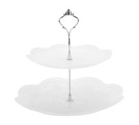 CAPASTEC Soporte Para Cupcakes De 2 Niveles Soporte Para Cupcakes Torre Redonda De Soporte Para Pasteles Con Bandeja De Servir En Capas Para Donas Frutas Blanco Plateado Tono