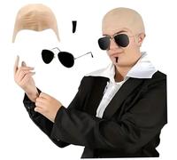Cape calvo, accesorios de cosplay 3pcs/set con Silicone Balda Cap & Sun Gafass y Black Soul Patch, divertidos accesorios de Halloween para fiesta de disfraces, eventos temáticos de música, cosplay
