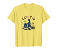 Cape Cod Escena Nocturna Náutica Costera Camiseta, Hombre, Limón, L