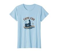 Cape Cod Escena Nocturna Náutica Costera Camiseta, Mujer, Azul Bebé, L