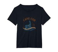 Cape Cod Escena Nocturna Náutica Costera Camiseta, Mujer Tallas Grandes, Negro, 2XL Grande