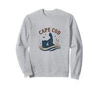 Cape Cod Escena Nocturna Náutica Costera Sudadera, Unisex para Adultos, Gris Jaspeado, L