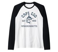 Cape Cod Massachusetts Pesca Marlin Pescado Playa Navegación Camiseta Manga Raglan