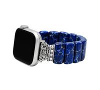 Cape Diablo Correa de reloj inteligente para mujer, correa de piedras preciosas hecha a mano, compatible con caras de Apple de 38 mm a 45 mm (azul marino oscuro, grande de 6.5 a 7 pulgadas y elástica)