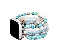 Cape Diablo Correa de reloj inteligente para mujer, correa de piedras preciosas hecha a mano, compatible con caras de Apple de 38 mm a 45 mm (marea turquesa, pequeña, se adapta a muñecas de 5.7 a 6.25