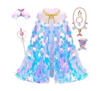 Cape, Dress up - Mermaid Wituil Cape Kit - Cloak de lentejuelas iridiscente, vestido de de fantasía, disfraz de cosplay brillante de para niñas de 3-8 años - para el comp