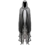 Cape fantasma de Halloween - Capa blanca con capucha para adultos y capa fantasma espeluznante | Vestido ligero y fluido, accesorio de disfraz espeluznante, traje de noche para eventos embrujados