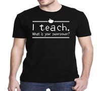 capeclain Grossbull I Teach What Is Your Superpower Teacher Unisex 100% Cotton Short-Sleeve T-Shirts Black XL