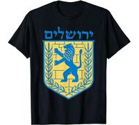 capeclain Lion of Judah Gift Israel Jewish Jerusalem Sign Jew Hebrew Unisex 100% Cotton Short-Sleeve T-Shirts Black M