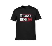 capeclain Reagan Bush 1984 Republican Presidential Election GOP Unisex 100% Cotton Short-Sleeve T-Shirts Black XXL