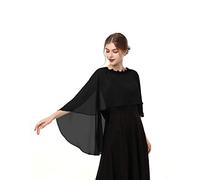 Capelets de boda para mujer, de gasa, chales y envolturas para vestido de noche - Negro - talla única