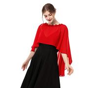 Capelets de boda para mujer, de gasa, chales y envolturas para vestido de noche - Rojo - talla única