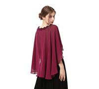 Capelets de boda para mujer, de gasa, chales y envolturas para vestido de noche - Rojo - talla única