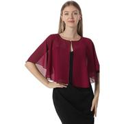 Capelets suaves capas chales y envolturas para vestido de gasa de encogimiento de hombros de la boda capa de cobertura - Rojo - talla única