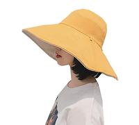 Capeline - Sombrero de sol reversible con borde ancho antirrayos UV, transpirable, gorro de playa, protección solar, sombrero de verano para niña, UPF 50 + sombrero de cubo plegable para viajes,
