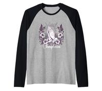 Capellán Manos Orantes Diseño Floral Camiseta Manga Raglan