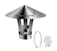 Caperuza Salida Humos, Sombrerete Antiviento Estufa Pellet Leña 50mm 100mm 150mm 200mm Tapa para Tubo de Estufa Exterior, Acero Inoxidable Cubierta de Chimenea(100mm/3.9in)