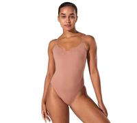 Capezio, Bodi para mujer con correas de transición transparentes, Bronceado (Suntan), S