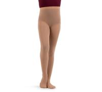 Capezio Girls Hold & Stretch® Footed Tight - Comfortable Semi-Opaque Fabric, 1" Elasticized Waistband, Perfect for Dance, Durable Design, Suntan, Medium