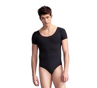 Capezio Maillot de Manga Corta Tactel para Hombre, Negro, L