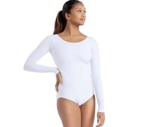 Capezio - Maillot de manga larga para mujer, blanco, talla S