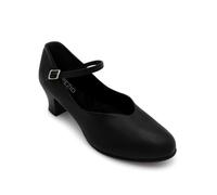 Capezio Women's Jr. Footlight Character Shoe - Soft PU Upper, Moisture Absorbent Lining for Comfort, Durable Design, Ideal for Dance, 1.5" Heel, Black, Size 5.5 US, 36 EU