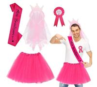 Capgoost Juego de disfraz de JGA para hombre, disfraz de despedida de soltero, traje JGA para hombre con velo de corona, tutú y faja de Miss Novio, accesorio de disfraz de fiesta JGA para hombre,