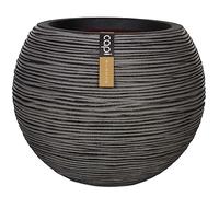 Capi Europe - Jarrón Bola Rib NL - 40x32 - Antracita - Apertura Ø40 - Maceta para Interior y Exterior - KOFZ270