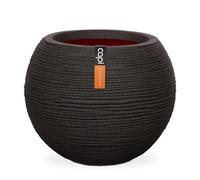 Capi Europe - Jarrón Bola Rib NL - 40x32 - Negro - Apertura Ø24 - Maceta para Uso Interior y Exterior - Made in Holland - KBLR270